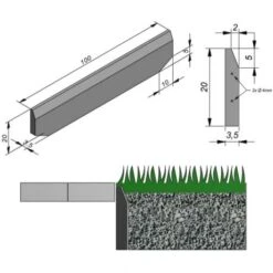 Voorkant -Bouw Materialens Winkel boordsteen ebema impercible 100x20x35 1cm grijs 1