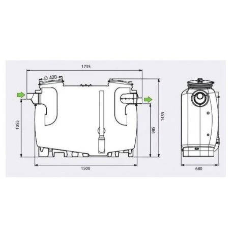 DS EC G Vetafscheider 600L - NG2 2 DS EC G Vetafscheider 600L - NG2 - Afbeelding 2