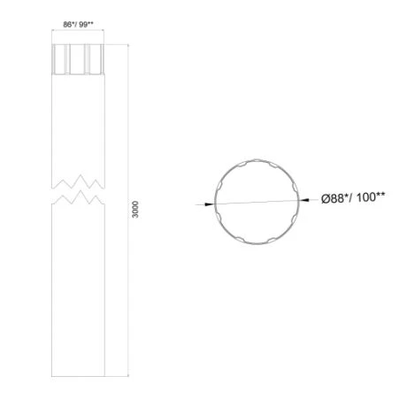 METIGLA N°14 Regenpijp 3m - RAL9005 Zwart Mat 5 METIGLA N°14 Regenpijp 3m - RAL9005 Zwart Mat - Afbeelding 5