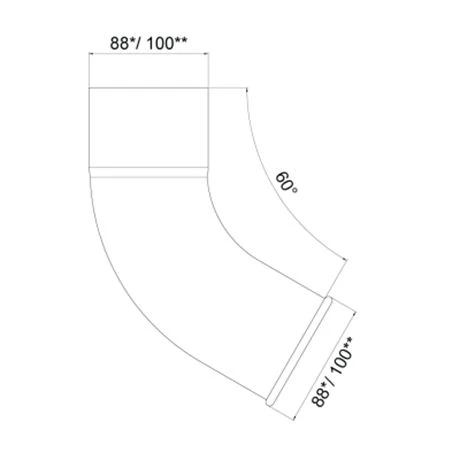 METIGLA N°16 Afvoervoet 60° - RAL9005 Zwart Glanzend 4 METIGLA N°16 Afvoervoet 60° - RAL9005 Zwart Glanzend - Afbeelding 4