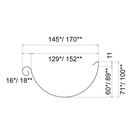METIGLA N°5 Dakgoot 3m - RAL7016 Antraciet Mat 3 METIGLA N°5 Dakgoot 3m - RAL7016 Antraciet Mat - Afbeelding 3