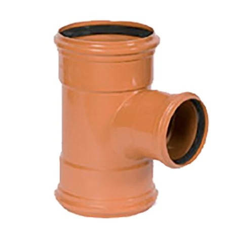 PVC Roodbruin T-stuk 90° Dia.110 3 Mof 1 PVC Roodbruin T-stuk 90° Dia.110 3 Mof