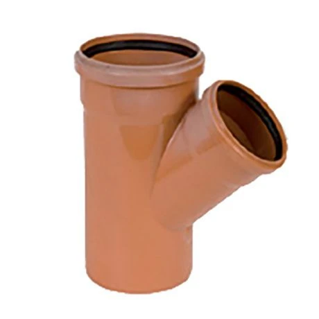 PVC Roodbruin Y-stuk 45° Dia.110 2 Mof 1 PVC Roodbruin Y-stuk 45° Dia.110 2 Mof
