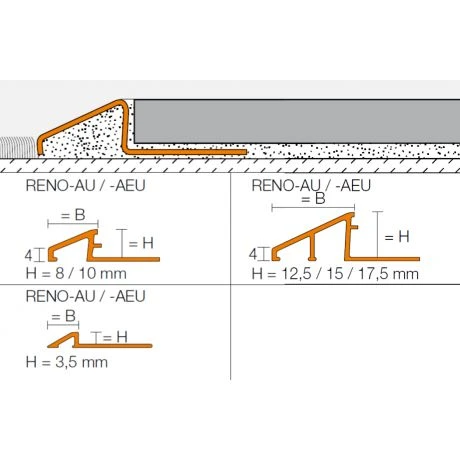 Schluter RENO-AEU 2,5m 10mm Alu Mat 2 Schluter RENO-AEU 2,5m 10mm Alu Mat - Afbeelding 2