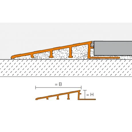 Schluter RENO-RAMP 2,5m H15mm B90mm Alu Mat 2 Schluter RENO-RAMP 2,5m H15mm B90mm Alu Mat - Afbeelding 2