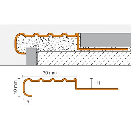 Schluter TREP-E 1,0m 11mm Staal 2 Schluter TREP-E 1,0m 11mm Staal - Afbeelding 2