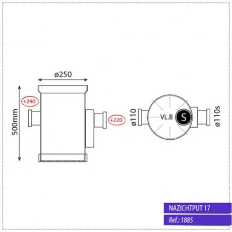 Sifonput Diam.250 - Aansluiting 1x110/1x110 2 Sifonput Diam.250 - Aansluiting 1x110/1x110 - Afbeelding 2